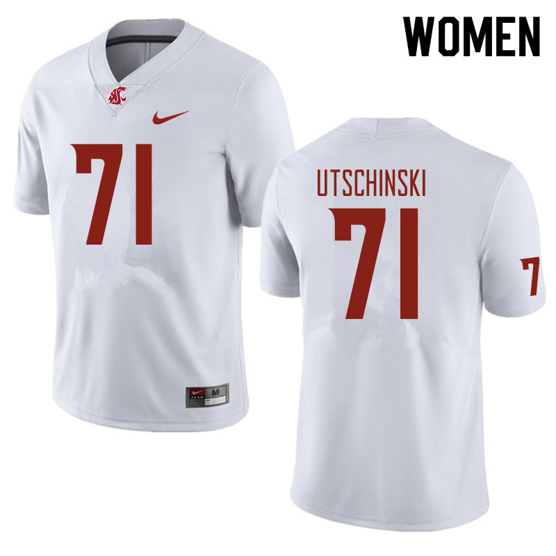 Women #71 Patrick Utschinski Washington State Cougars Football Jerseys Sale-White - Click Image to Close